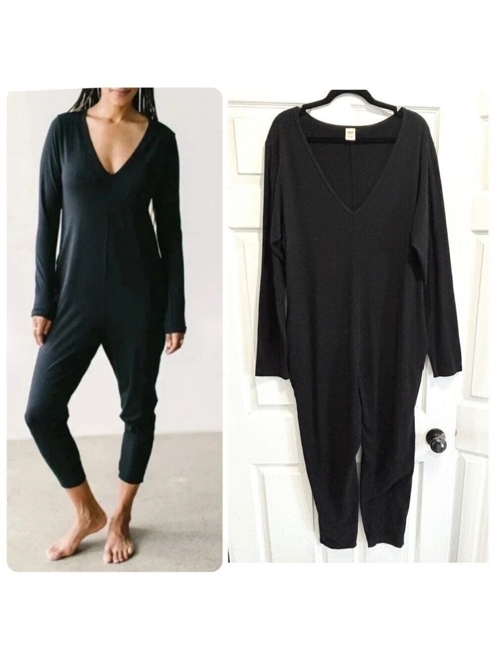 Smash + Tess The Friday Romper Black Long Sleeve Loungewear Onesie Size XL